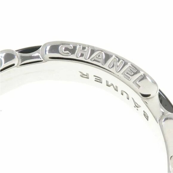CHANEL Ultra Black Ceramic Ring size US5.5 EU51 18k White Gold 750 Auth - Picture 5 of 8